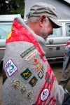 Dad wears his campfire blanket from&nbsp;Scouts.
