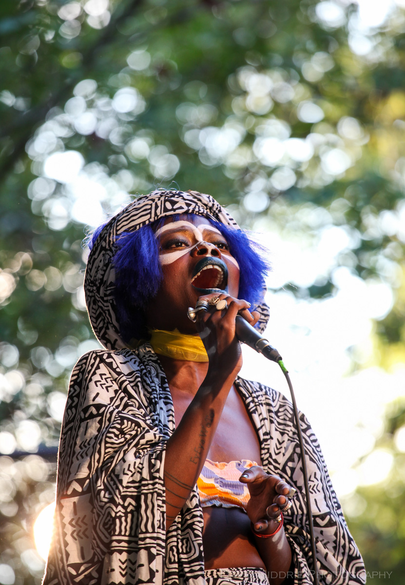 Ghana artist Jojo Abot performs on stage at the Vancouver Folk Music Fesival.