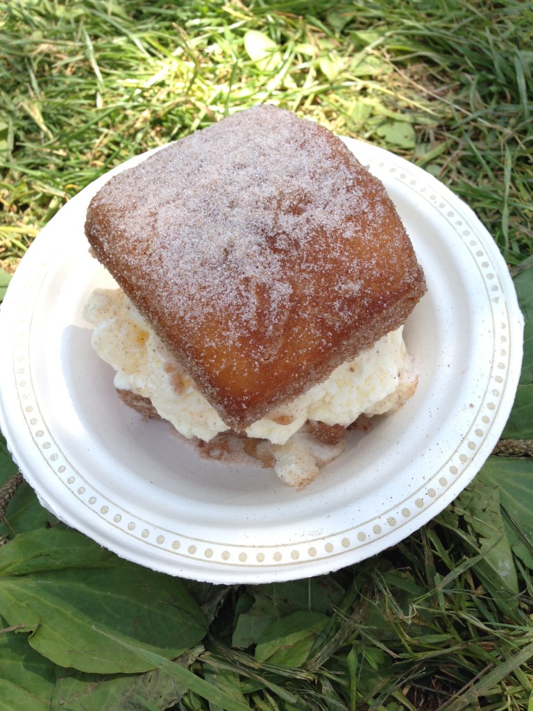 An ice cream churro sandwich.