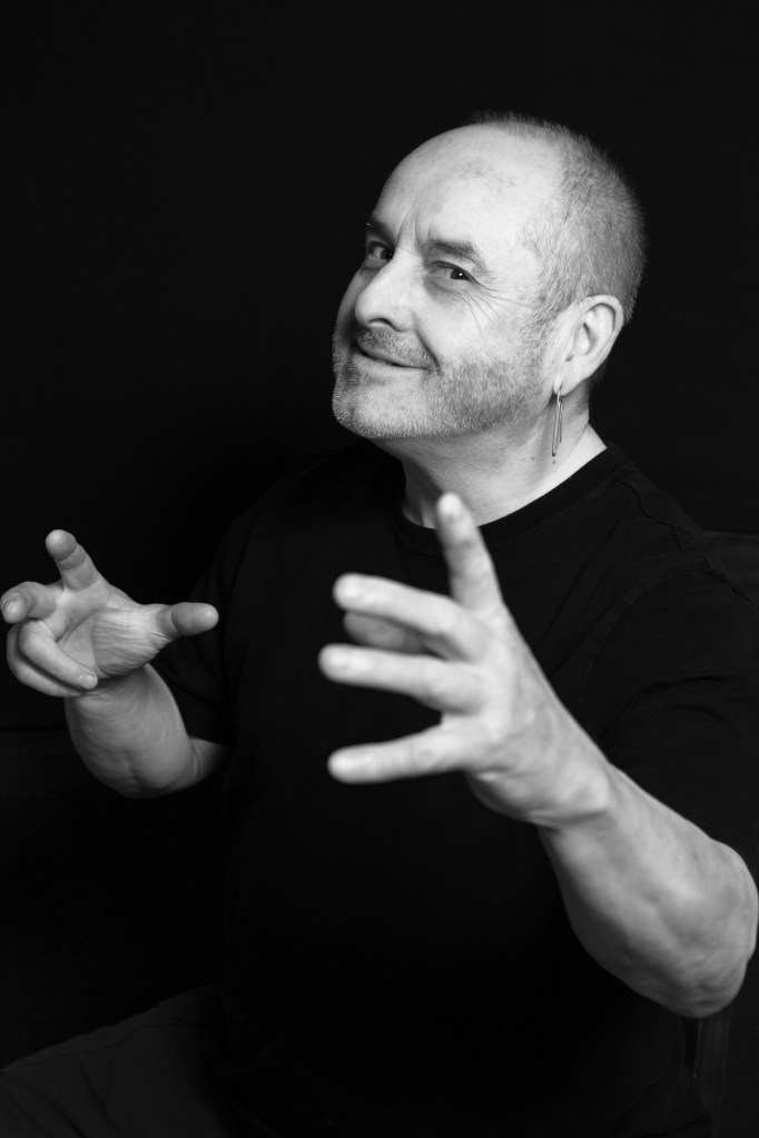 Black and white portrait photography.