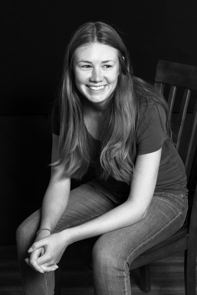 Black and white portrait photography.