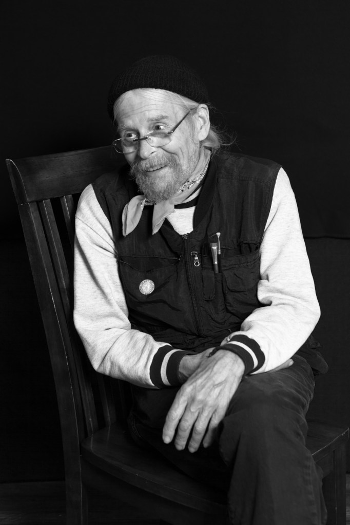 Black and white portrait photography.